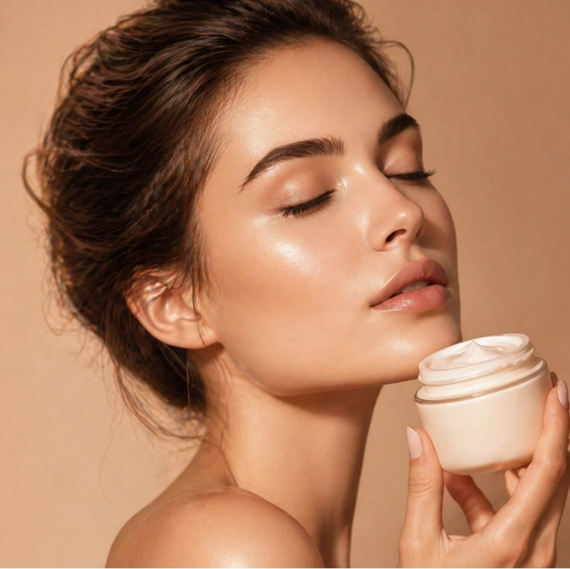 Serene skincare treatment portrait